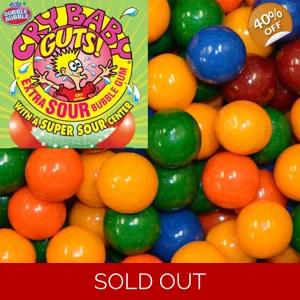 Dubble Bubble Cry Baby Guts Gumballs - Extra Sour Bubblegum Gum Balls